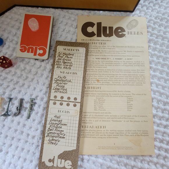 🎩Vintage 1972 Clue Board Game - Picture 7 of 8